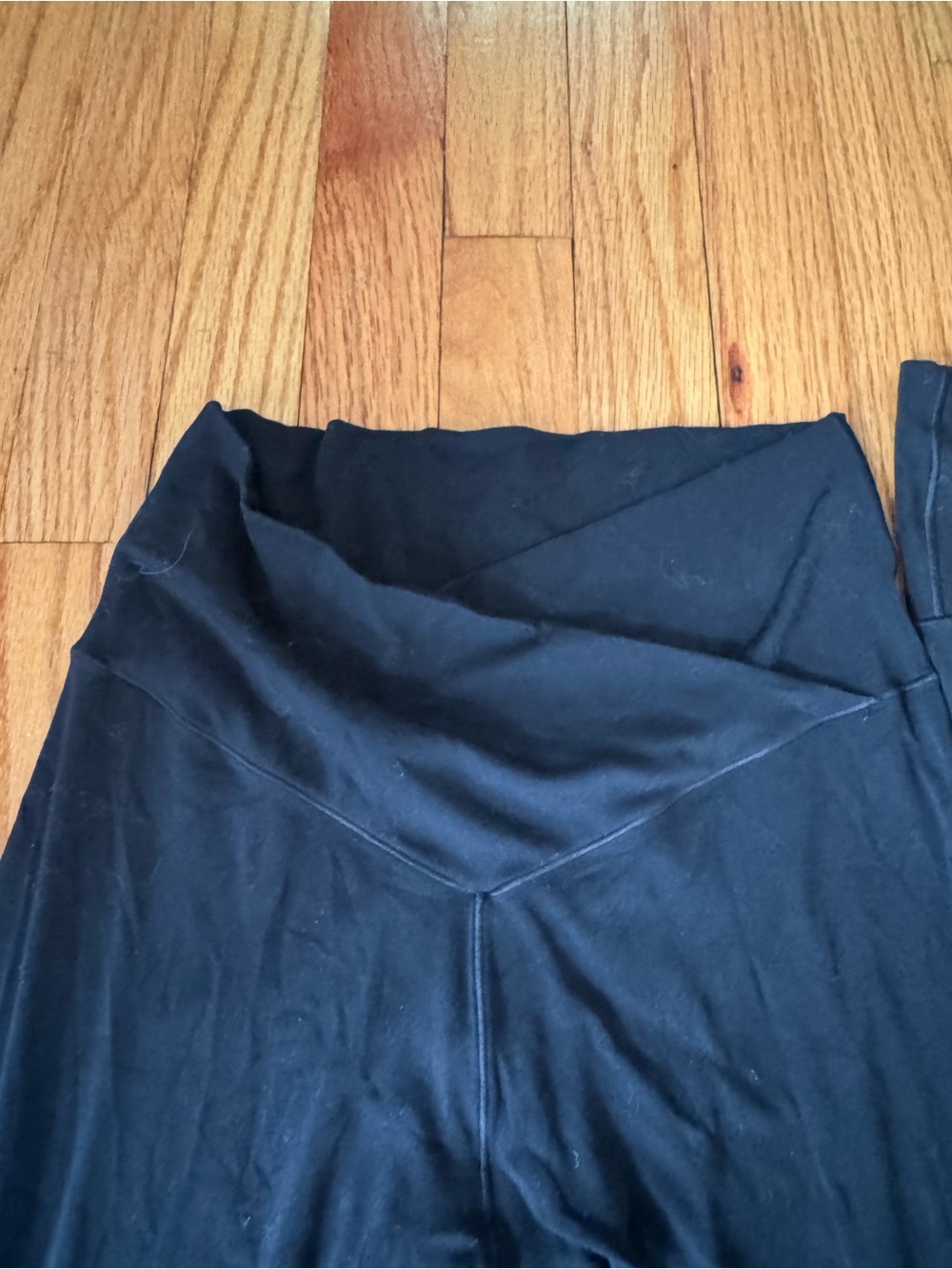 Black V-Waist Foldover Yoga Pants - Women